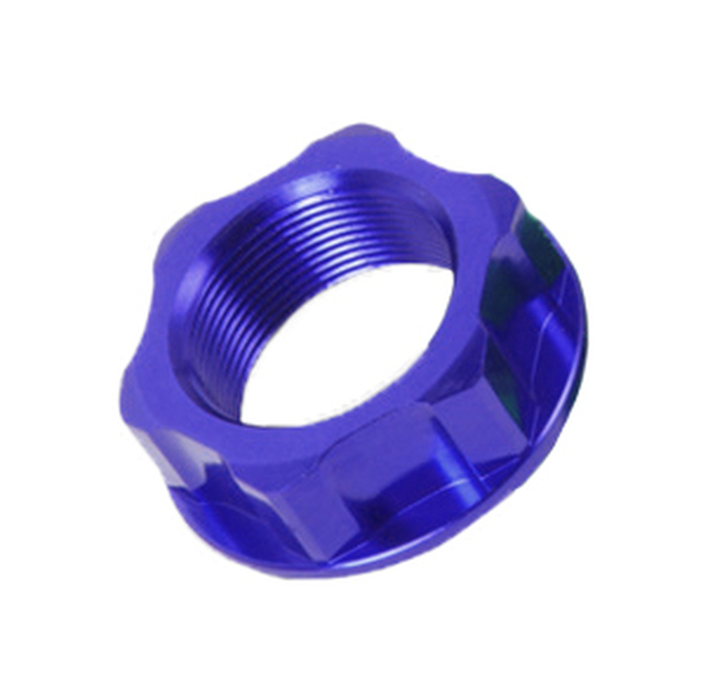 Blue Steering Stem Nut - Fits Yamaha w/ M24x1.5 Steering Stem - Click Image to Close