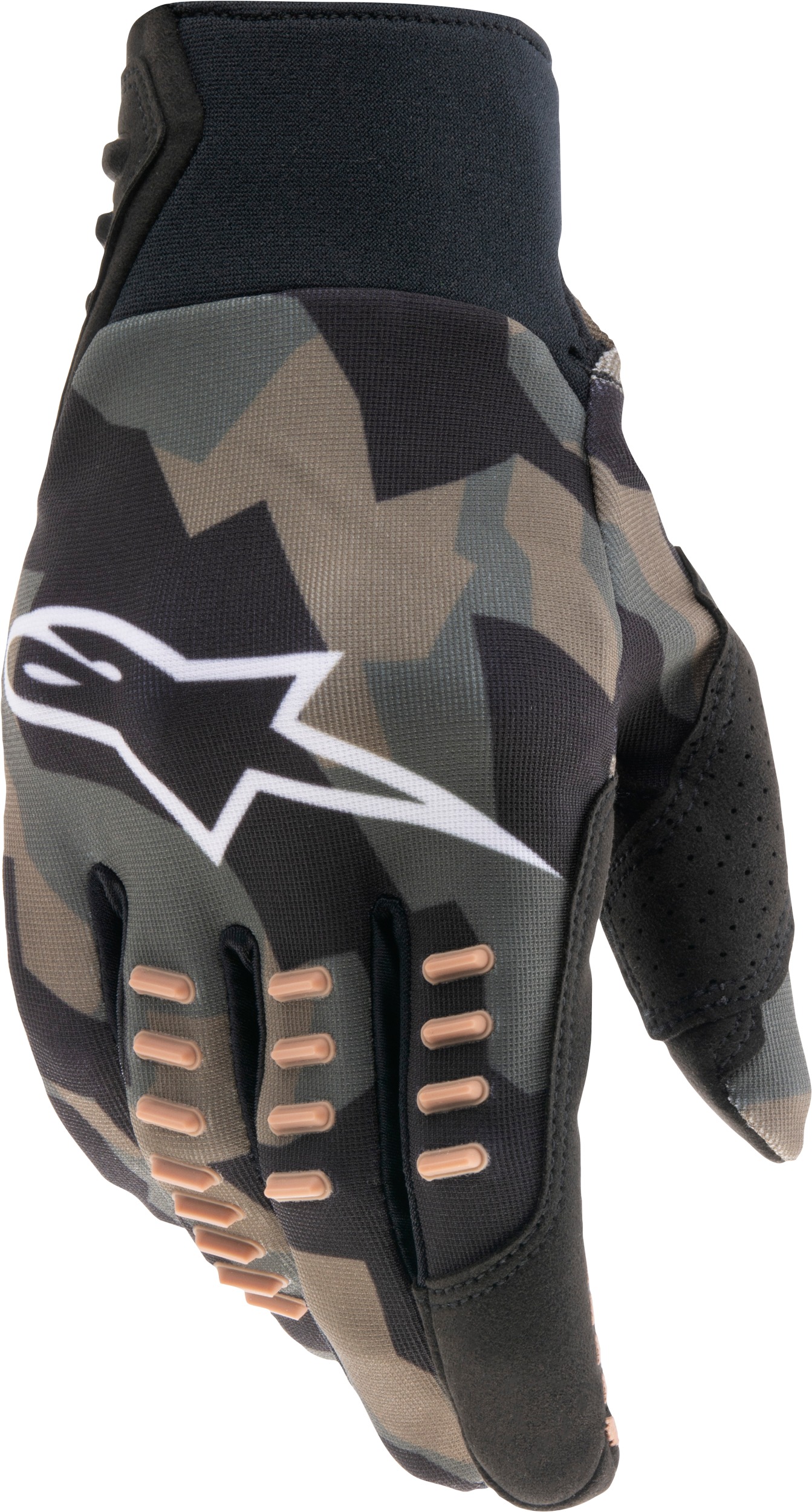 Alpinestars SMX-E Gloves Black/Camo/Sand Small - Off-road MX gloves, Black/Camo/Sand, Small - Click Image to Close