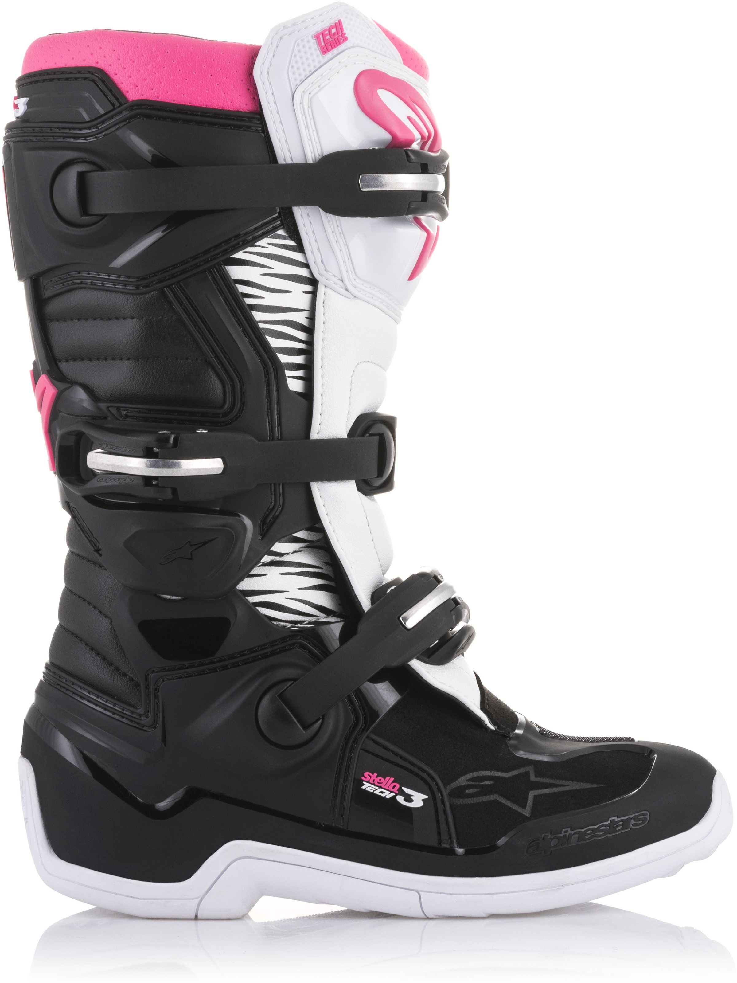 Tech 3 Stella Boots Black/White/Pink Size 8 - Click Image to Close