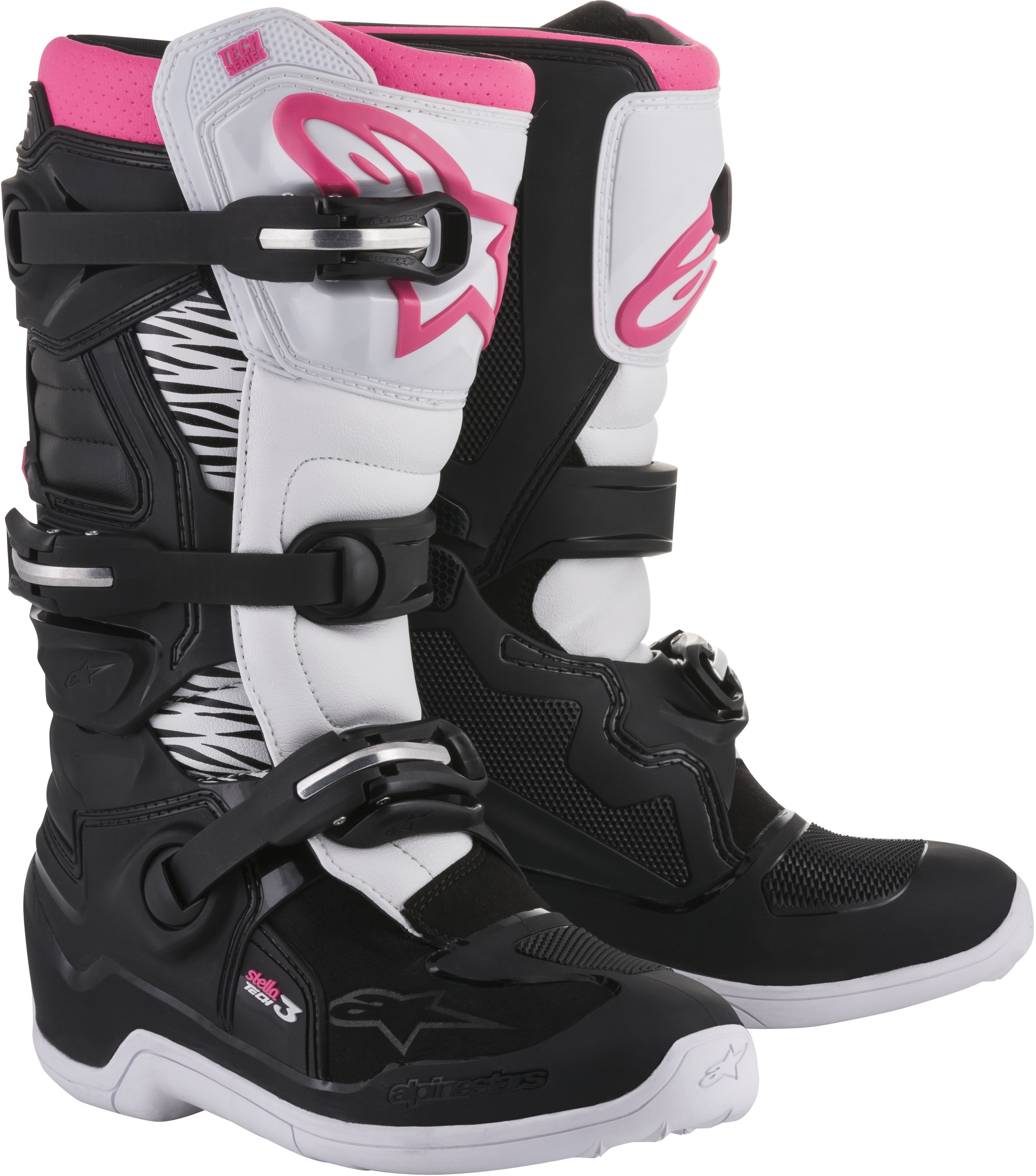 Tech 3 Stella Boots Black/White/Pink Size 8 - Click Image to Close