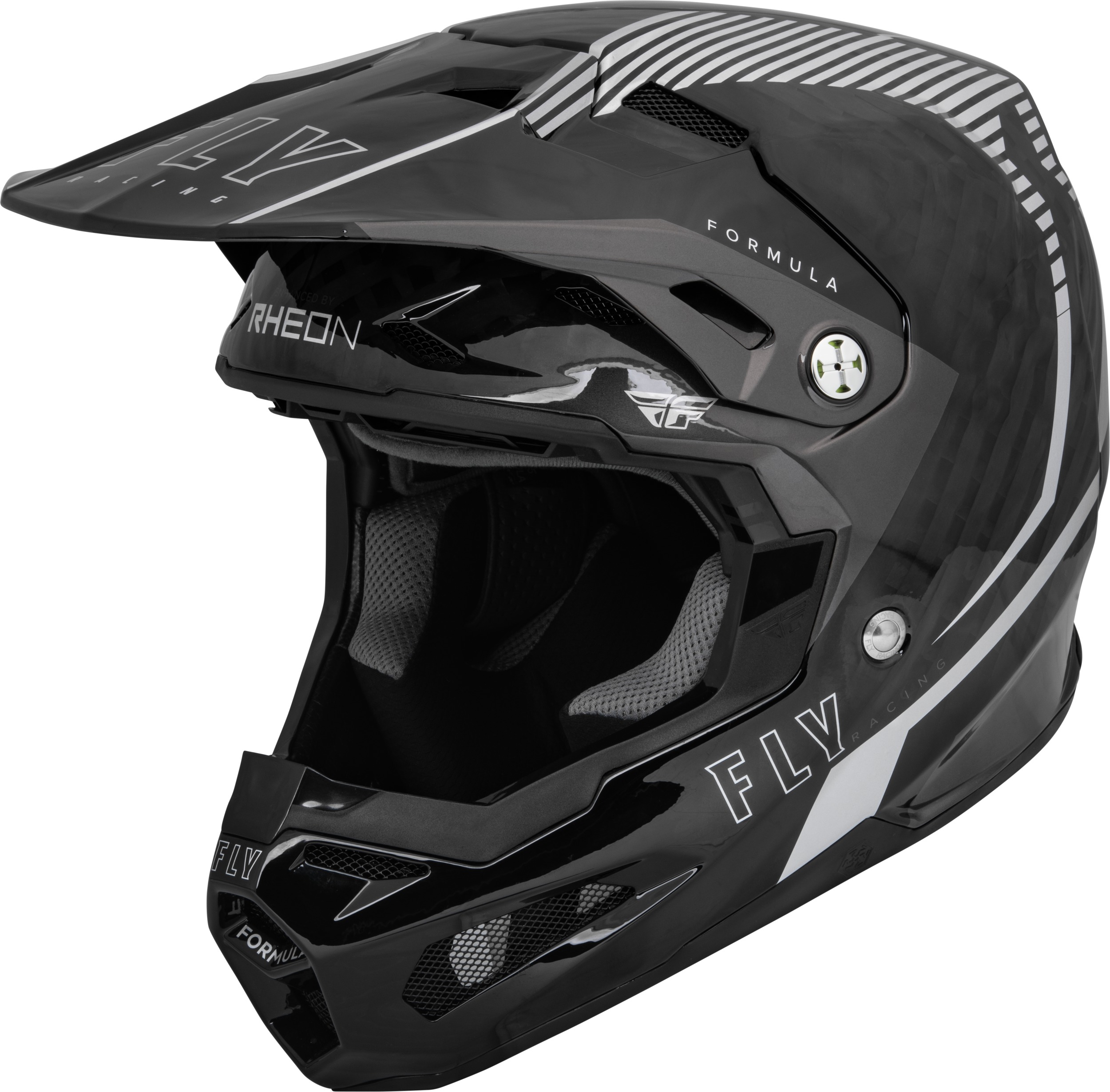 Fly Racing Formula Carbon Tracer Helmet Silver/Black XS - Lightweight carbon offroad helmet, XS, Silver/Black - Click Image to Close