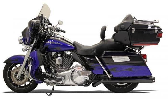 Road Rage II Black Pseudo Left Side Muffler - For 09-15 Harley FLHT FLHR FLHX FLTR - Click Image to Close