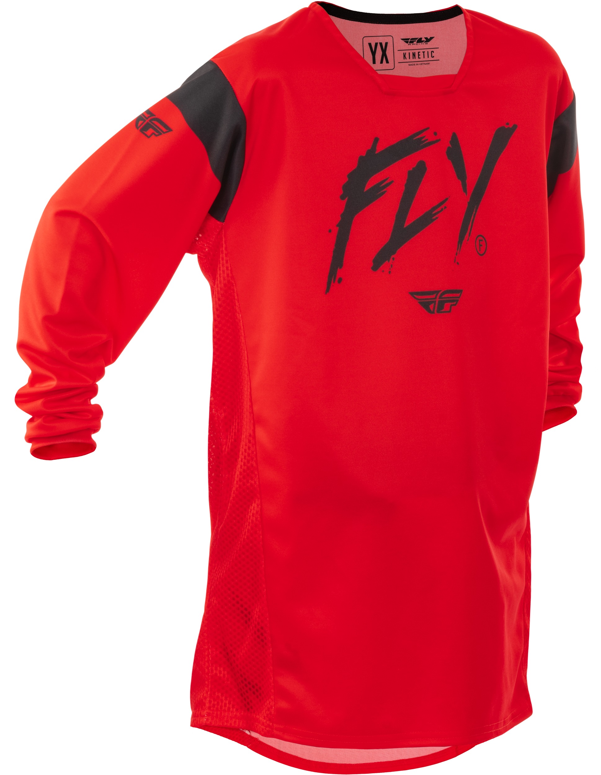 Fly Racing Youth Kinetic Stoke Jersey Red/Black Large - Youth Large Red/Black offroad jersey - Click Image to Close
