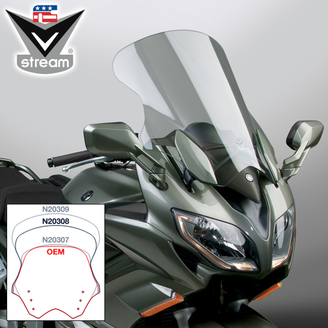 V-Stream Sport/Tour Windscreen Light Grey - For 13-23 Yamaha FJR1300 - Click Image to Close