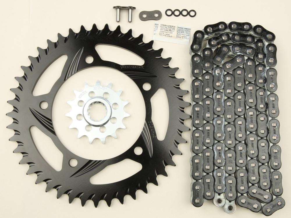 V3 Chain & Sprocket Kit Black RX Chain 520 15/45 Hardcoat Aluminum - For 06-10 Suzuki GSXR600 - Click Image to Close