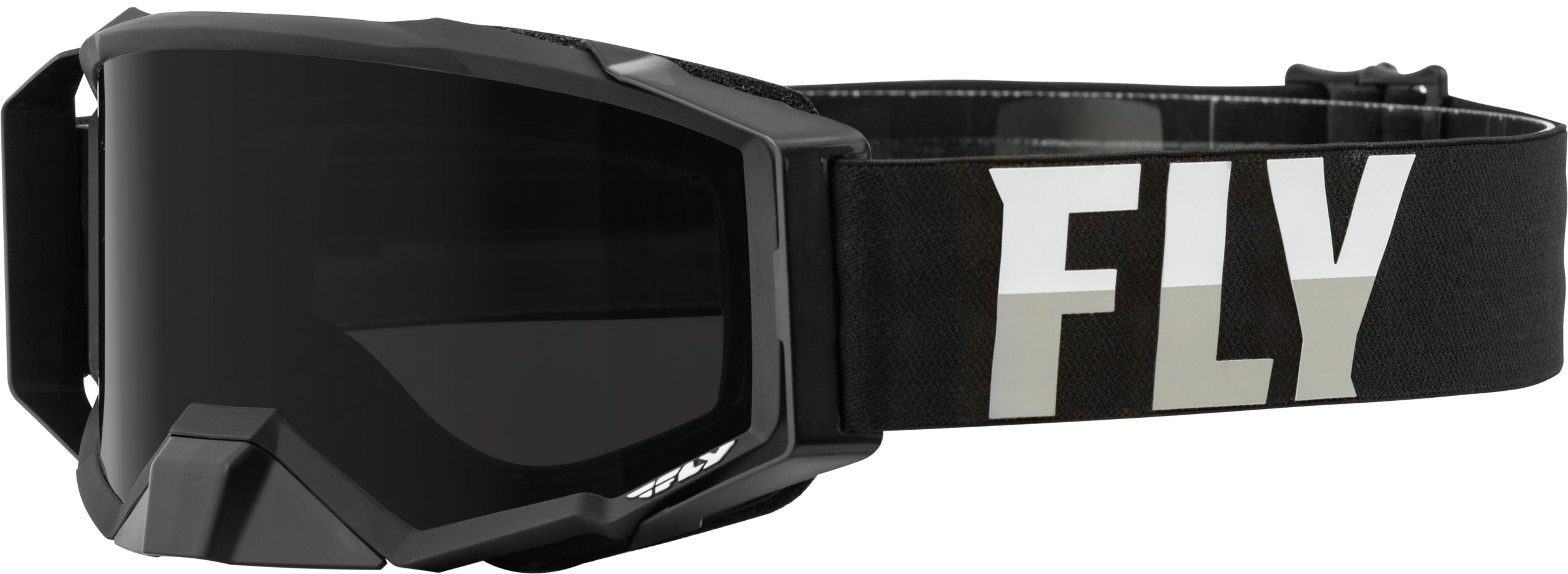 Fly Racing Zone Pro Goggle Black/White with Dark Smoke Lens - Premium pro goggle with dark smoke lens, Black/White - Click Image to Close