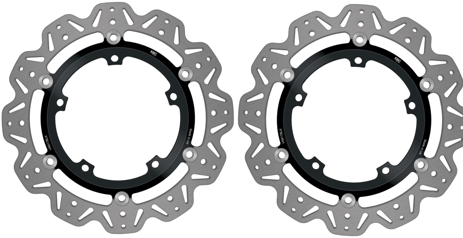 Front VEE Brake Rotors - Black - VEE Style Brake Rotor - Black Center Front Set - Click Image to Close