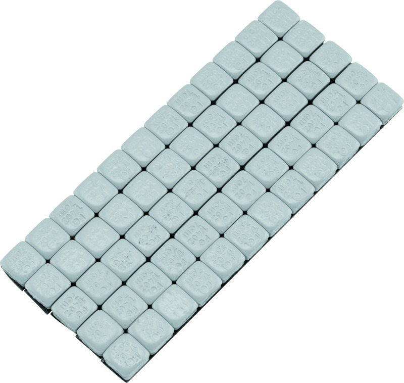 BikeMaster Square Wheel Weights Adhesive 1/4oz Silver - Adhesive 1/4oz wheel weights, silver, 1 strip - Click Image to Close