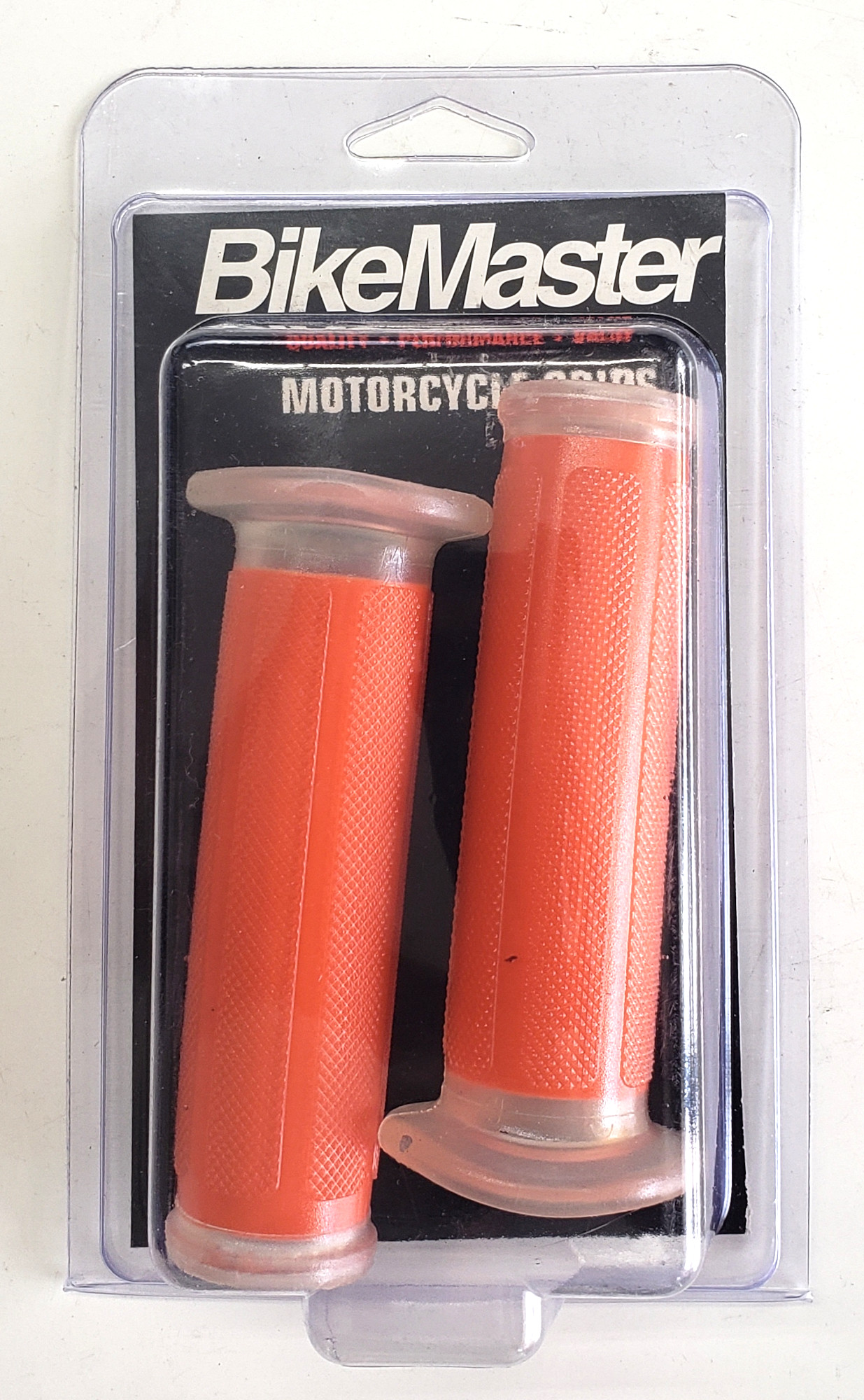 Motorcycle Grips Clear/Orange - Click Image to Close