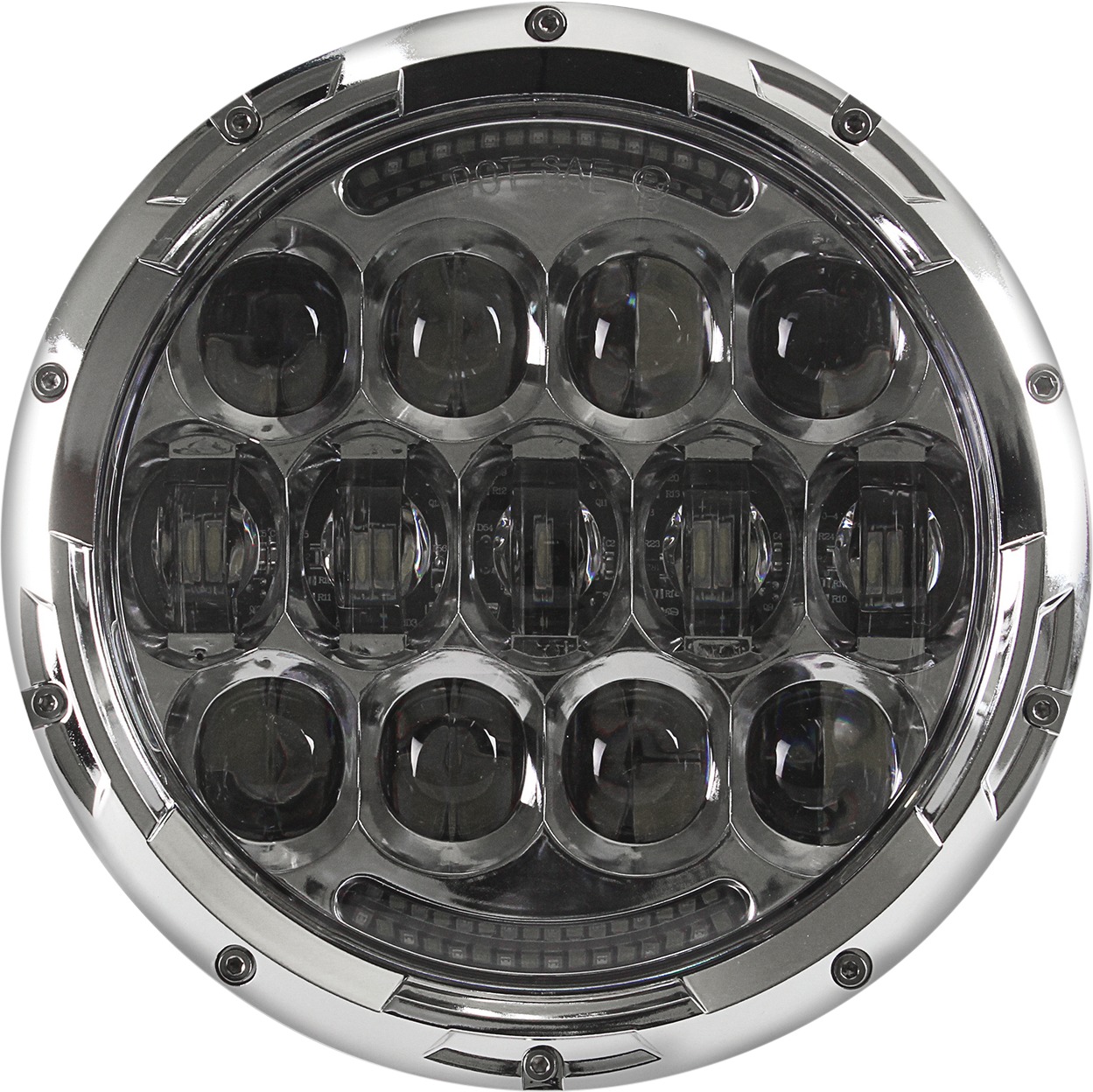 Cyron 7 Inch Chrome LED Headlight with DRL - 7" chrome LED headlight with DRL, universal fit - Click Image to Close