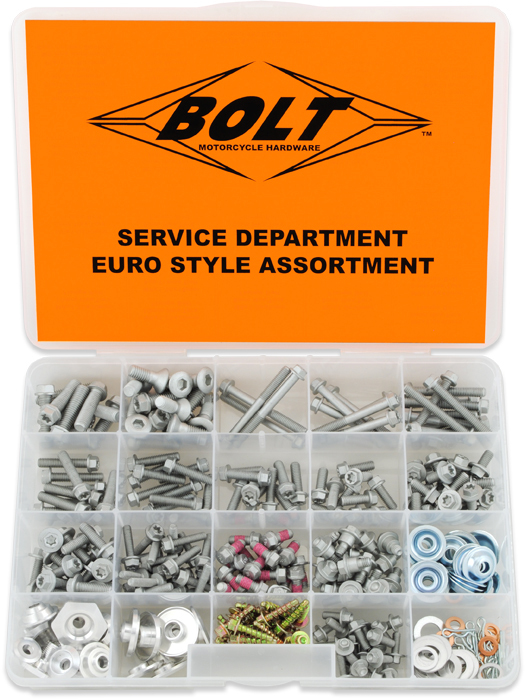 BOLT Euro Style Motorcycle Hardware Assortment Kit, 316 Piece - 316-piece hardware kit for European motorcycles - Click Image to Close
