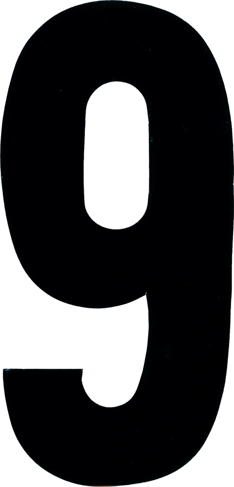 #9 6" Tall Black "Extreme" Stick-On Race Numbers - 3 Pack - Click Image to Close