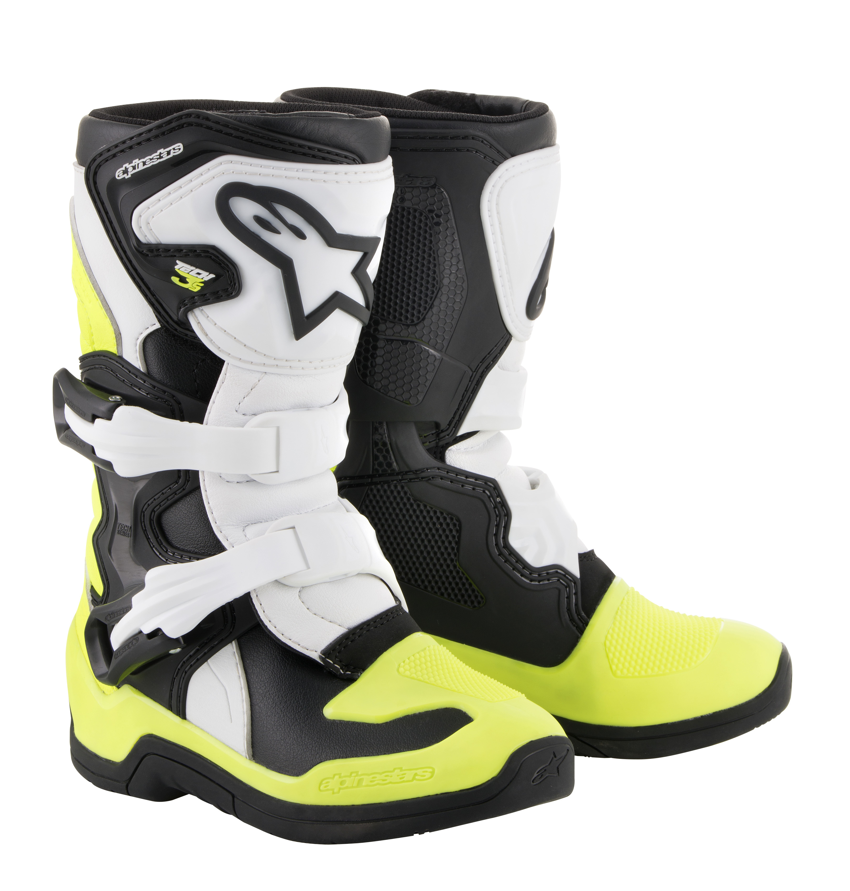 Tech 3S Youth MX Boots Black/White/Yellow Size 1 - Click Image to Close
