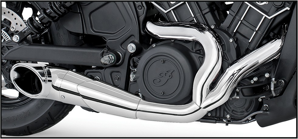 Turnout 2-1 Chrome Full Exhaust - For 15-22 Indian Scout - Click Image to Close