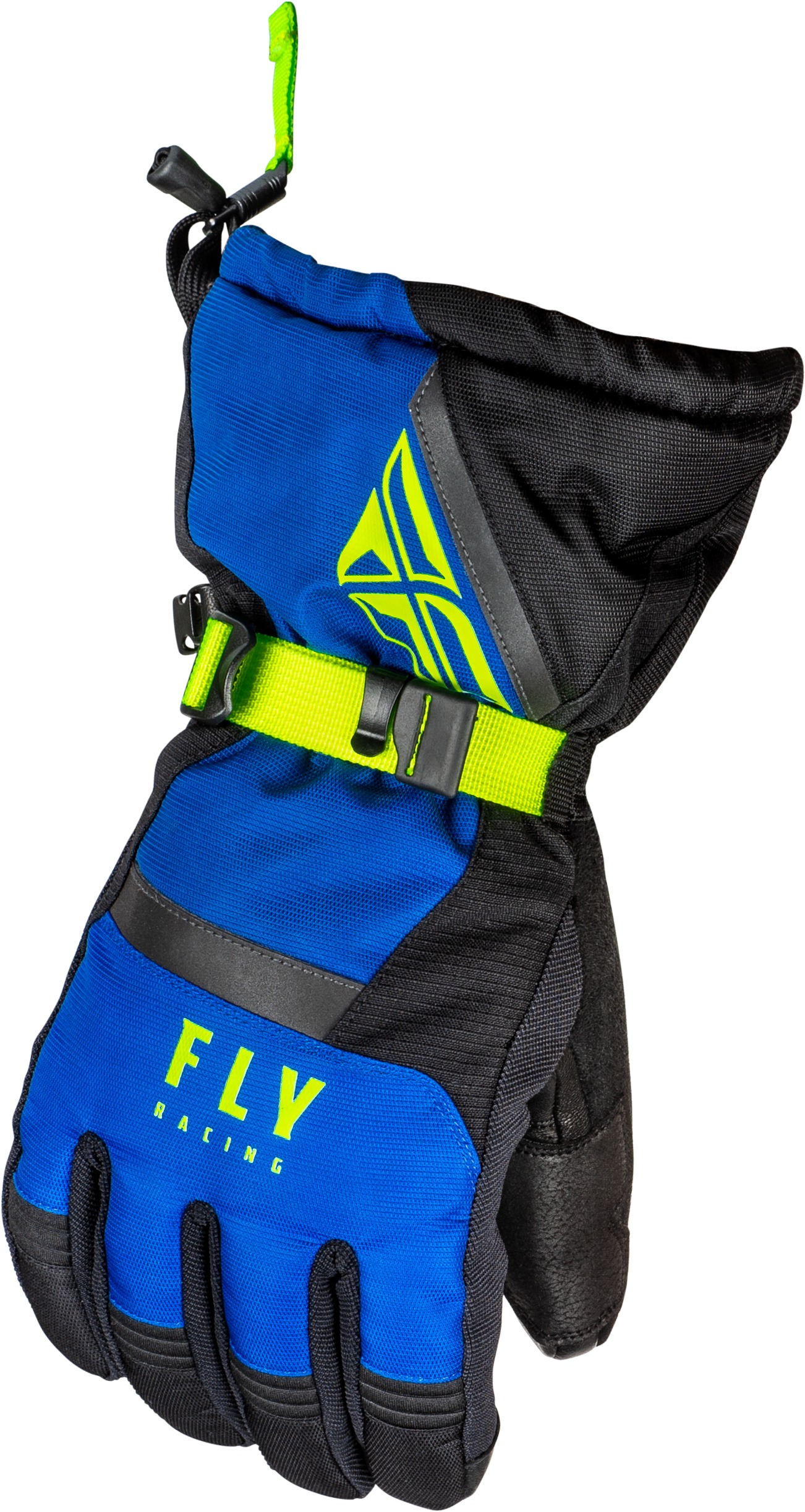 Fly Racing Cascade Gloves Black/Blue/Hi-Vis XL - Weatherproof insulated gloves - Click Image to Close