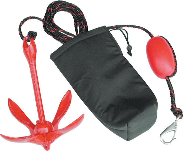 Kwik Tek Coated Grapnel Anchor System for Watercraft - 3.3 lb anchor with rope and case for watercraft - Click Image to Close
