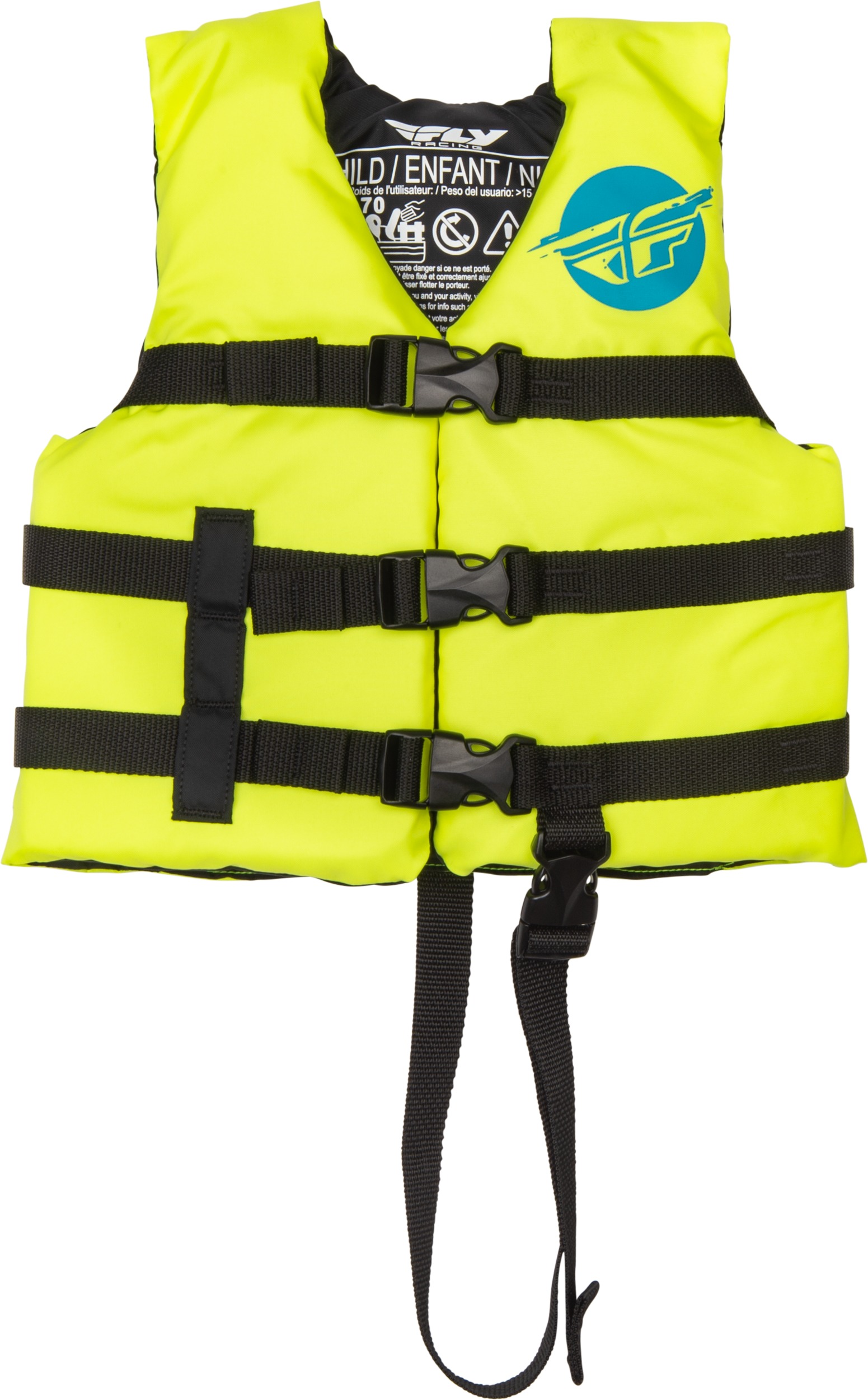 Fly Racing Child Flotation Vest Hi-Vis Yellow/Blue Unisex - Coast Guard Approved Child Flotation Vest - Click Image to Close
