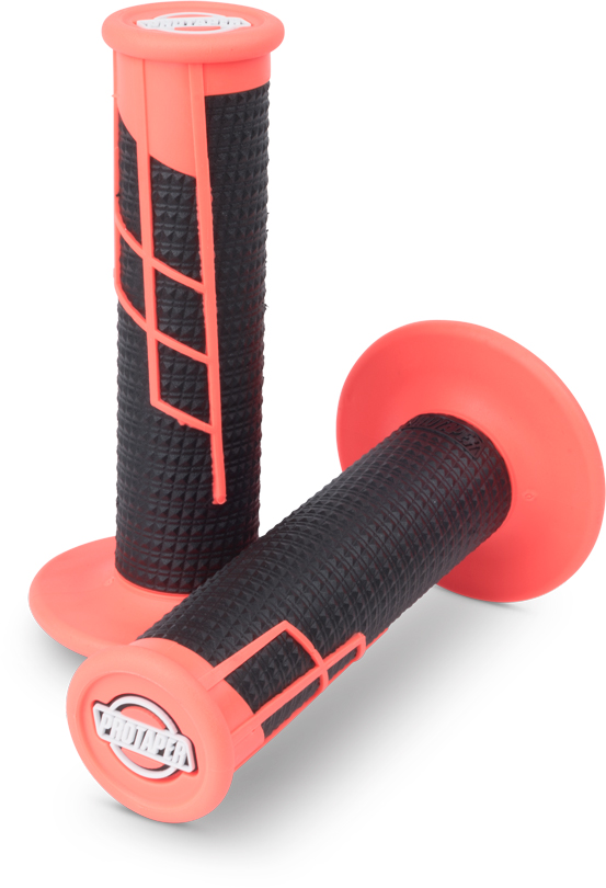 Clamp On 1/2 Waffle Grip System - Neon Red & Black - Click Image to Close