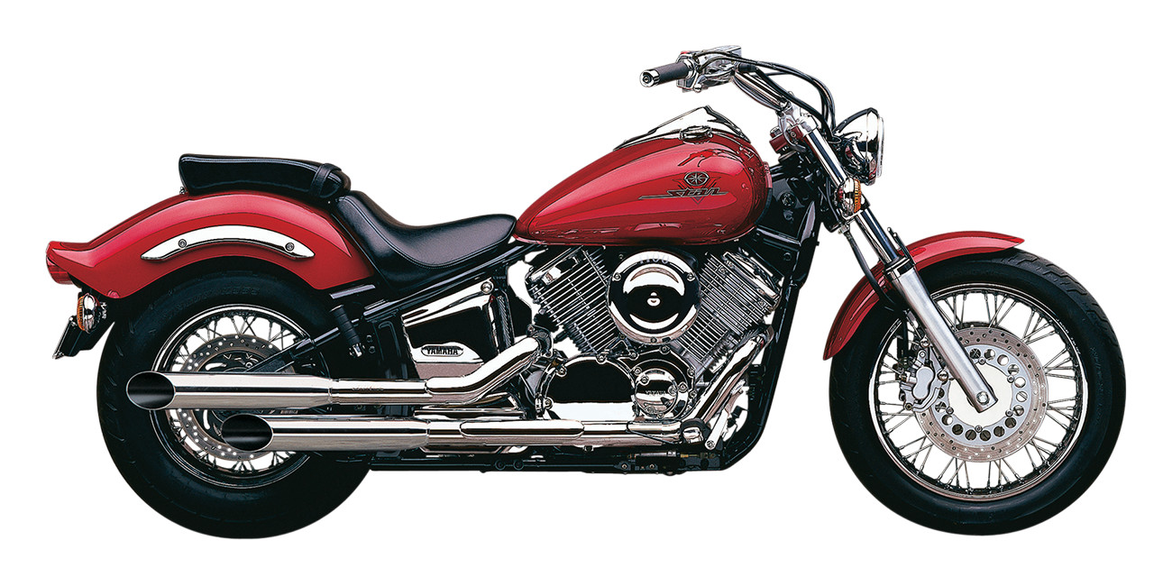 Deluxe Slash Cut Full Exhaust - 99-09 Yamaha V-Star 1100 - Click Image to Close