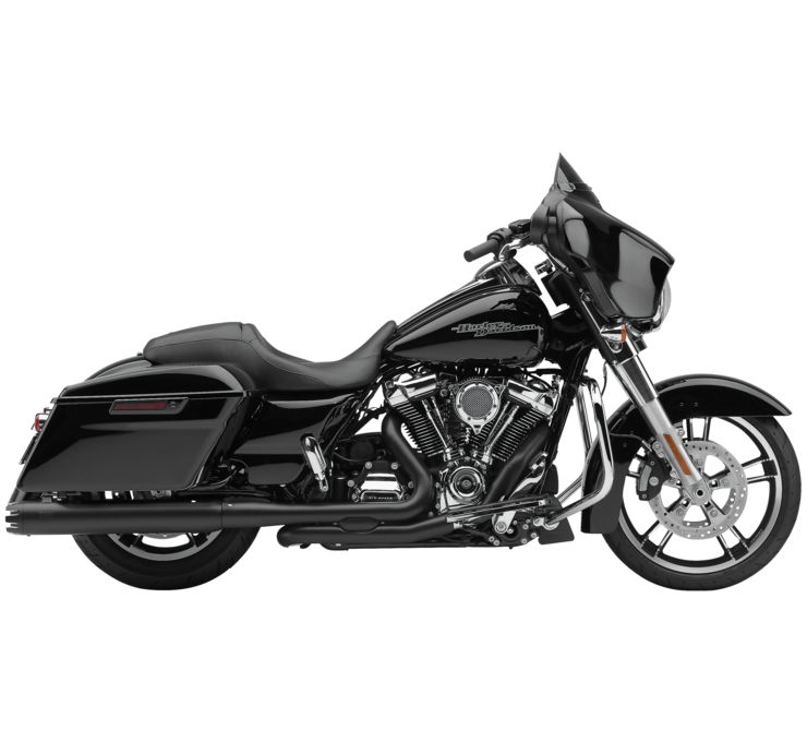 4" Dual Cut Neighbor Hater Black Slip On Exhaust - For 17-21 Harley Touring - Click Image to Close