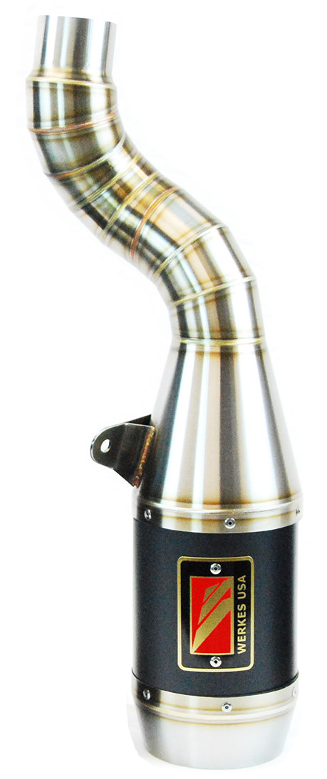 Black Center GP Slip On Exhaust - 05-06 Kawasaki ZX6R/RR - Click Image to Close