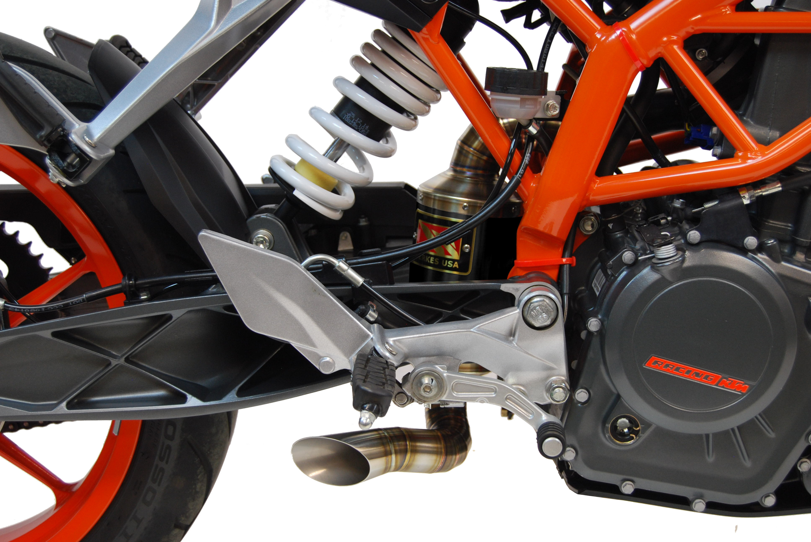 Black Center GP Slip On Exhaust - for 15-16 KTM Duke & RC 390 - Click Image to Close