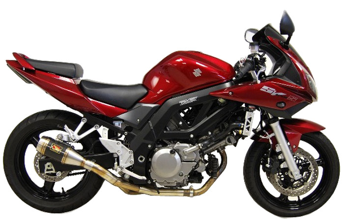 Black Center GP Slip On Exhaust - for 03-09 Suzuki SV650 - Click Image to Close