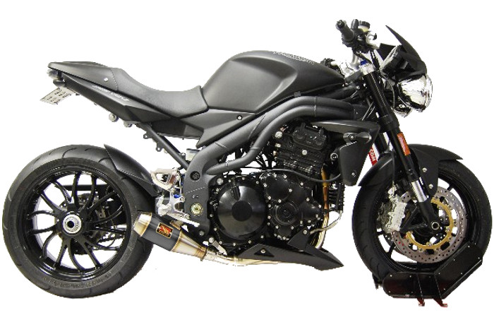 Black Center GP Slip On Exhaust - for 08-10 Triumph Speed Triple - Click Image to Close