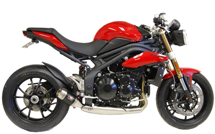 Black Center GP Slip On Exhaust - for 11-16 Triumph Speed Triple - Click Image to Close