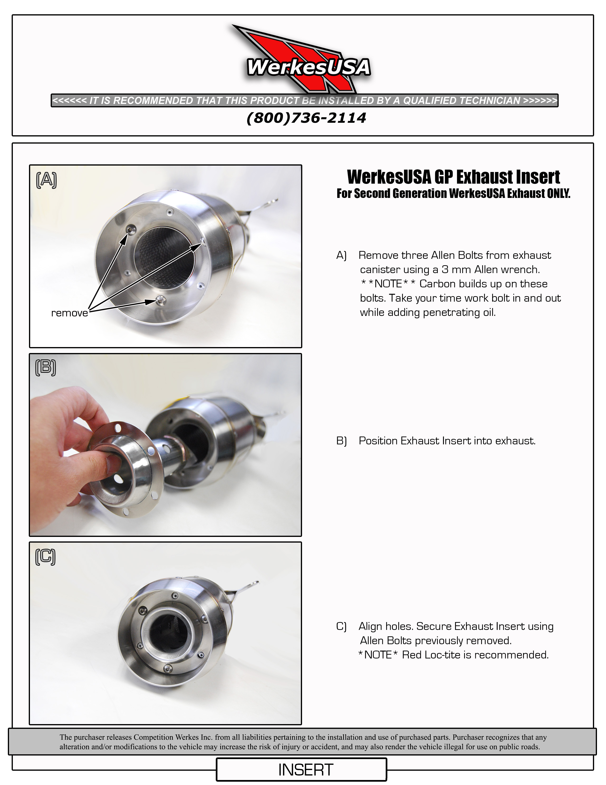 Exhaust Sound Insert / dB Killer - Small 1 Inch - For CW Pipes ONLY - Click Image to Close