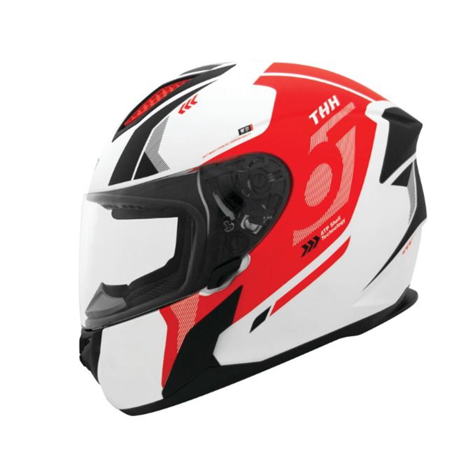 THH T810S Hayate Helmet Pearl White/Red 2XL - Click Image to Close