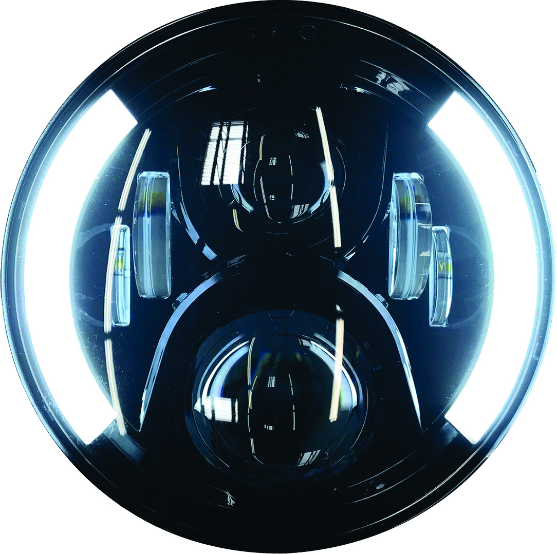 High Definition 7" LED Headlig Partial Halo - Black - Click Image to Close
