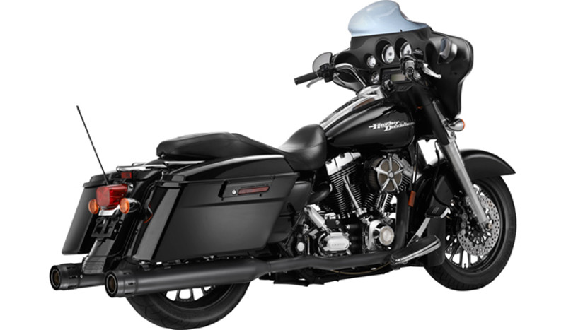 Loose Cannon Black 4" Dual Slip On Exhaust - For 17-21 Harley Touring - Click Image to Close