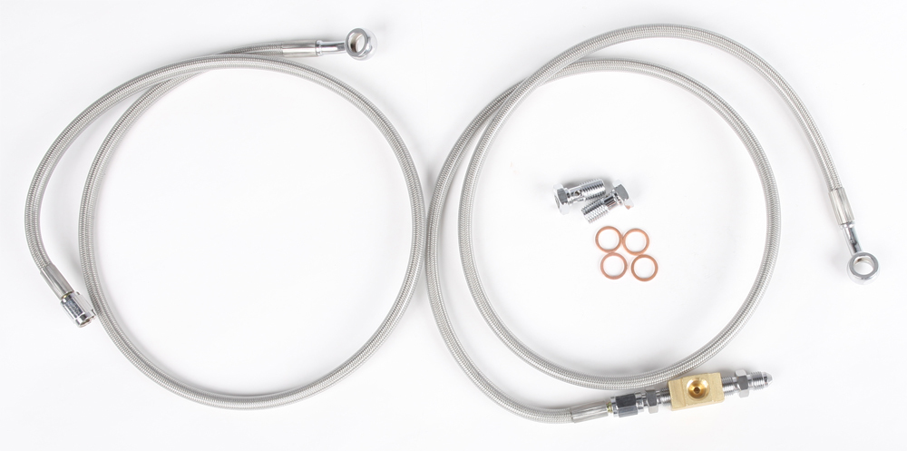 2 Line Front Stainless Steel Brake Line Kit - For 08-16 KAWASAKI TERYX 750/800/ TERYX 750/800 4 - Click Image to Close