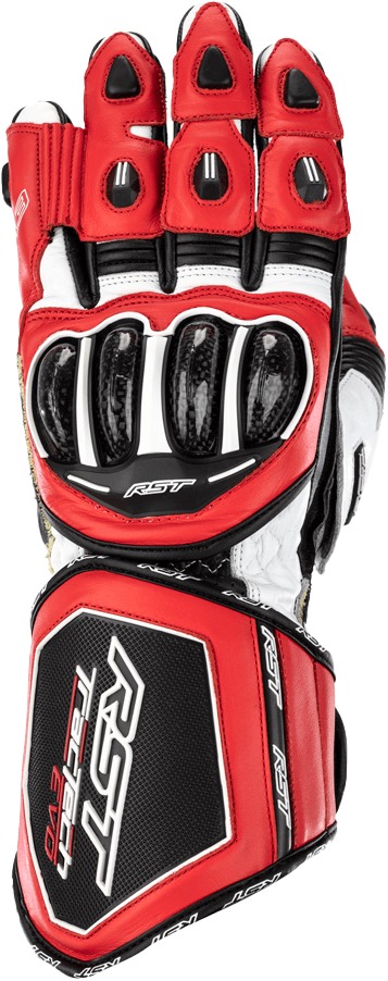 RST Tractech EVO 4 CE Glove Red/White/Black XL (US 11) - Race leather gloves XL Red/White/Black - Click Image to Close