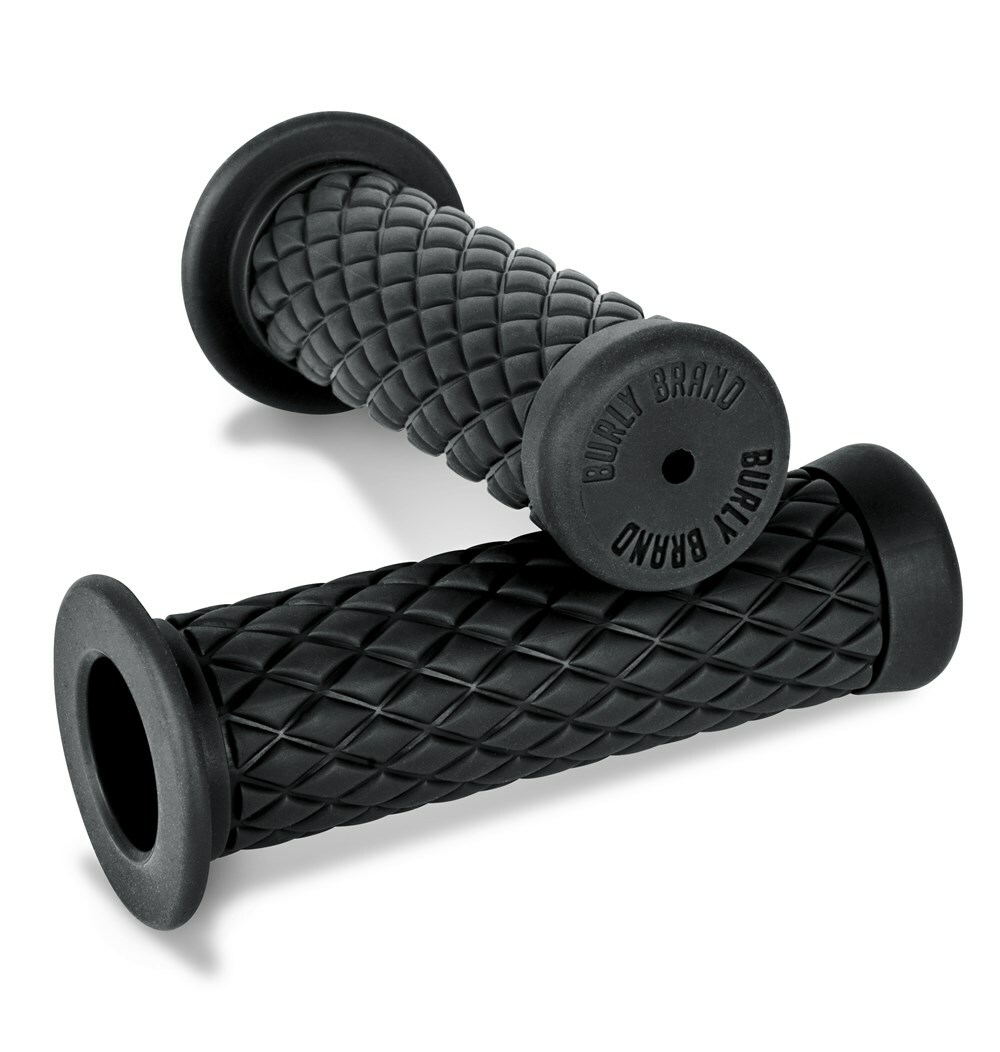 Burly Brand Diamondback 7/8in Rubber Grips Black - Black 7/8in grips for handlebars, universal fit - Click Image to Close
