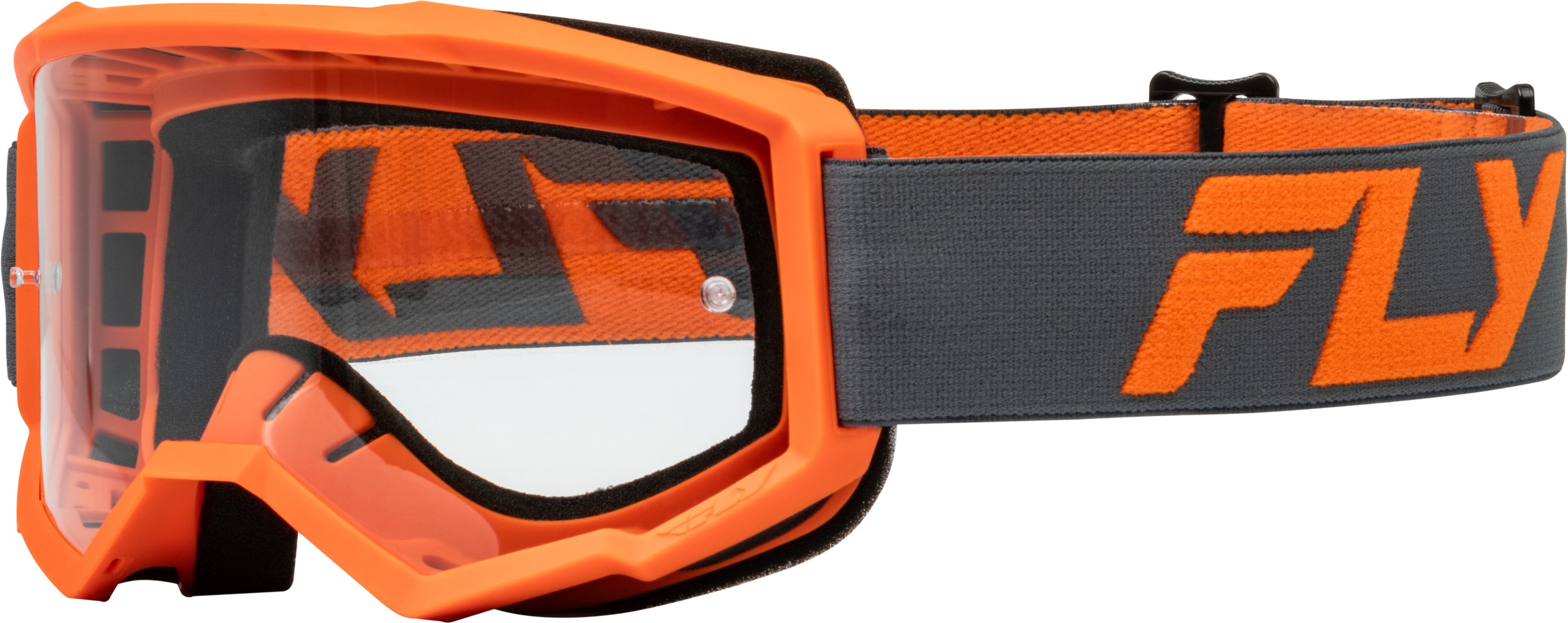 Fly Racing Youth Focus Goggles Charcoal/Orange Clear Lens - Youth off-road goggles Charcoal/Orange Clear Lens - Click Image to Close