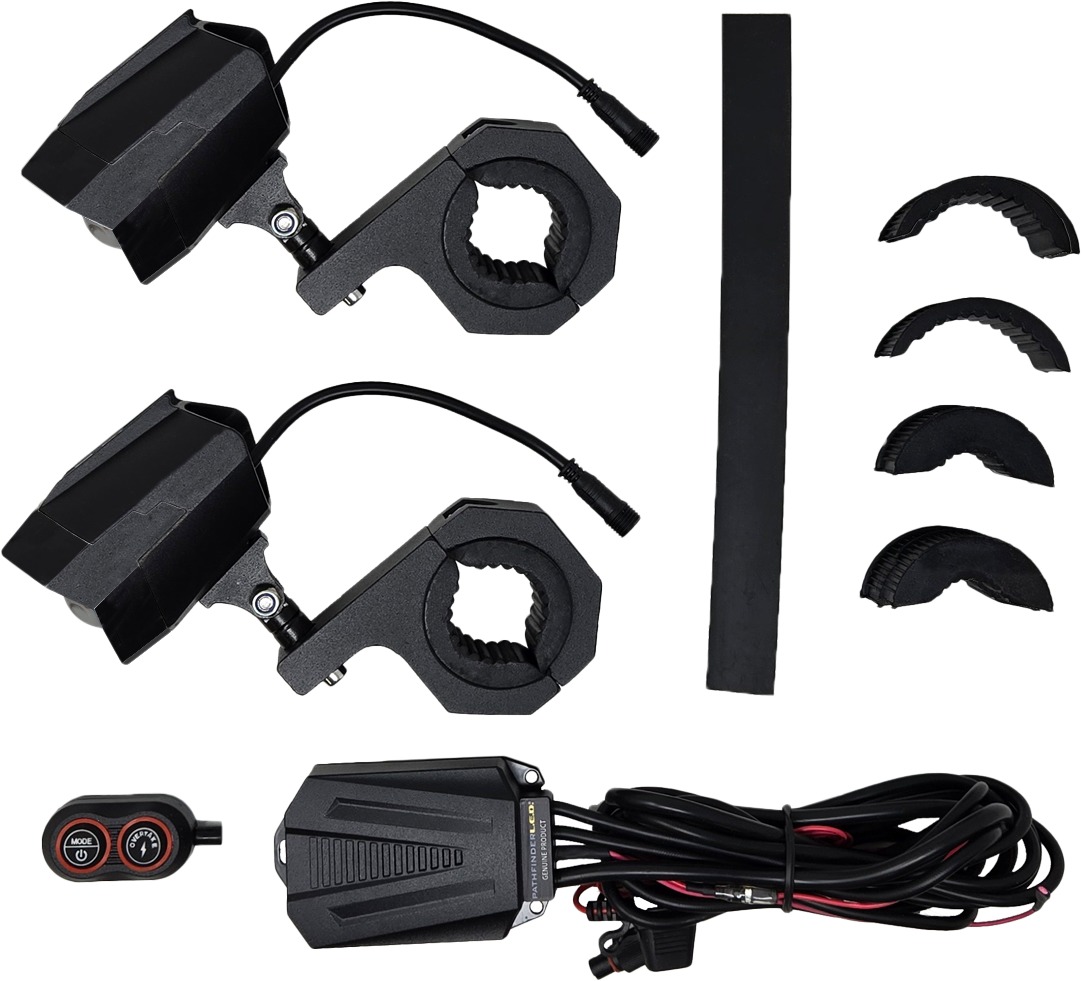 Pathfinder Dual Switchback LED Lights Black with Wireless Remote - Dual switchback LED lights with remote, fits 1.1-2 in bars - Click Image to Close