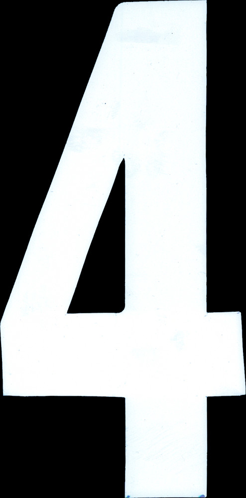 #4 7" Tall White "Extreme" Stick-On Race Numbers - 3 Pack - Click Image to Close