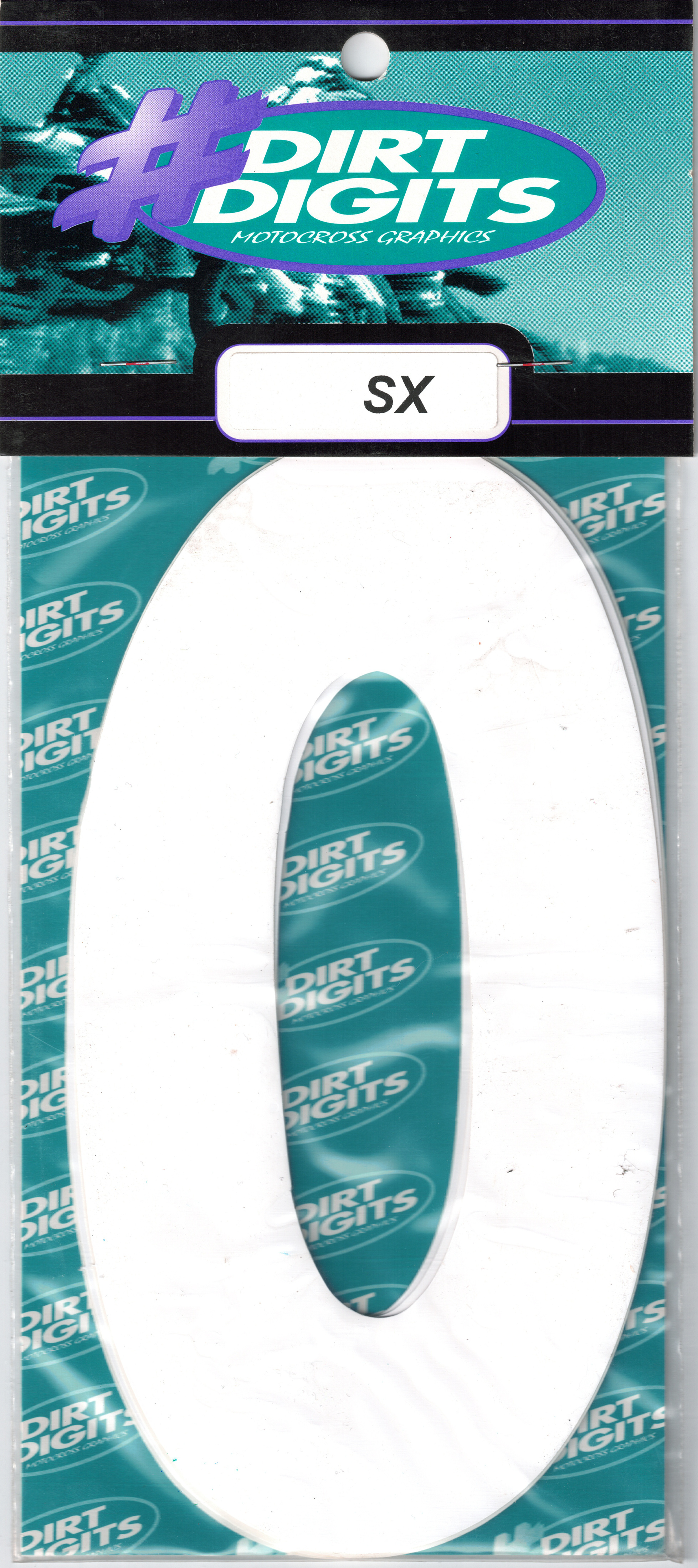 #0 5" Tall White "SX" Stick-On Race Numbers - 3 Pack - Click Image to Close