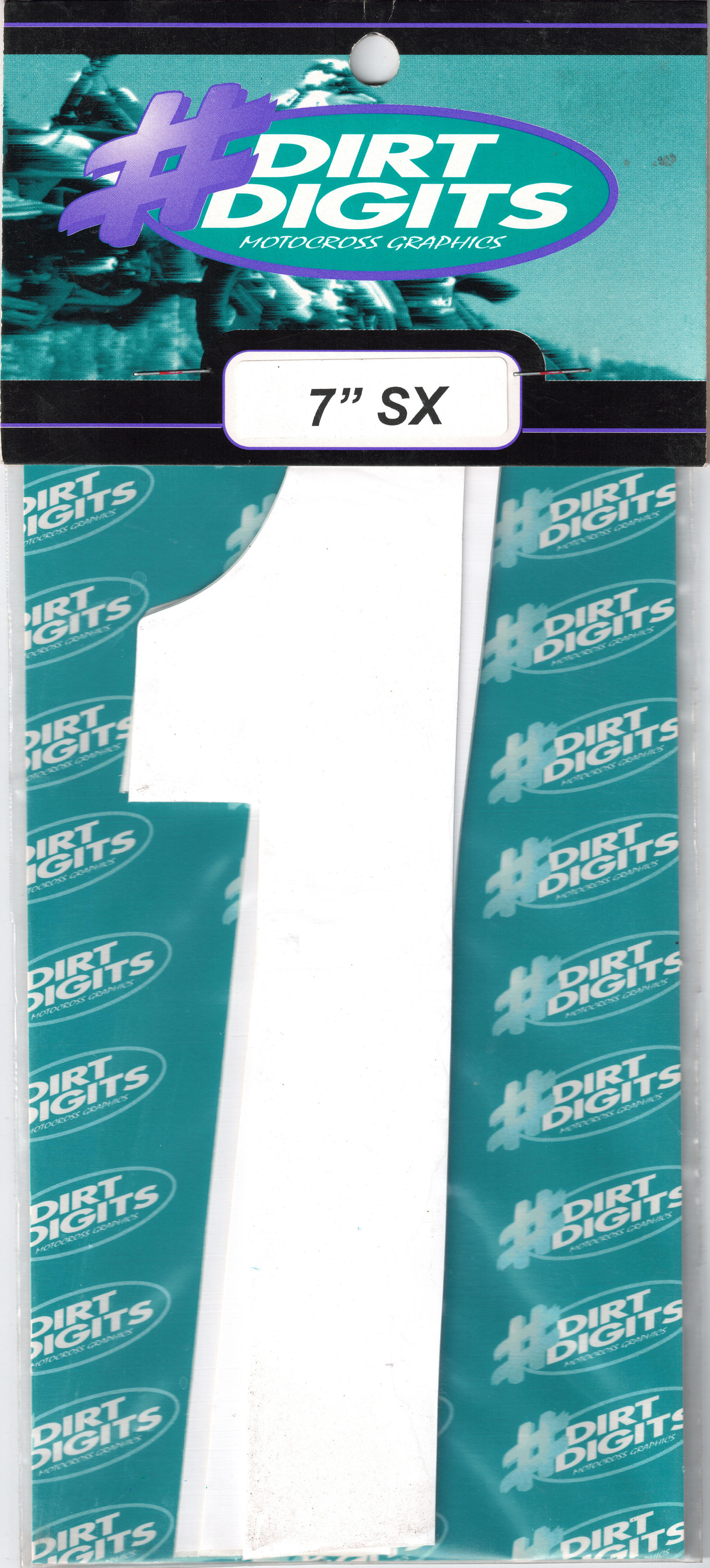 #1 7" Tall White "SX" Stick-On Race Numbers - 3 Pack - Click Image to Close