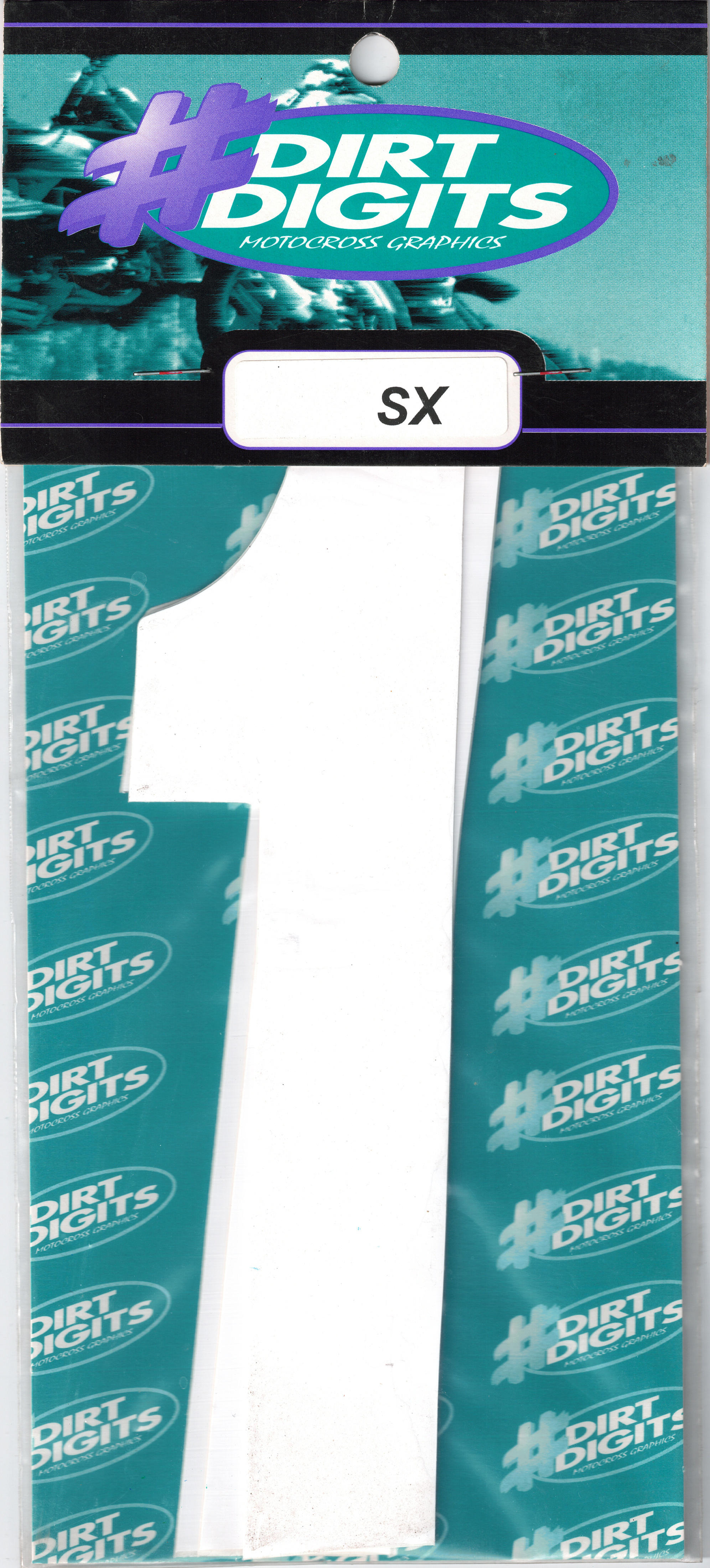 #1 5" Tall White "SX" Stick-On Race Numbers - 3 Pack - Click Image to Close