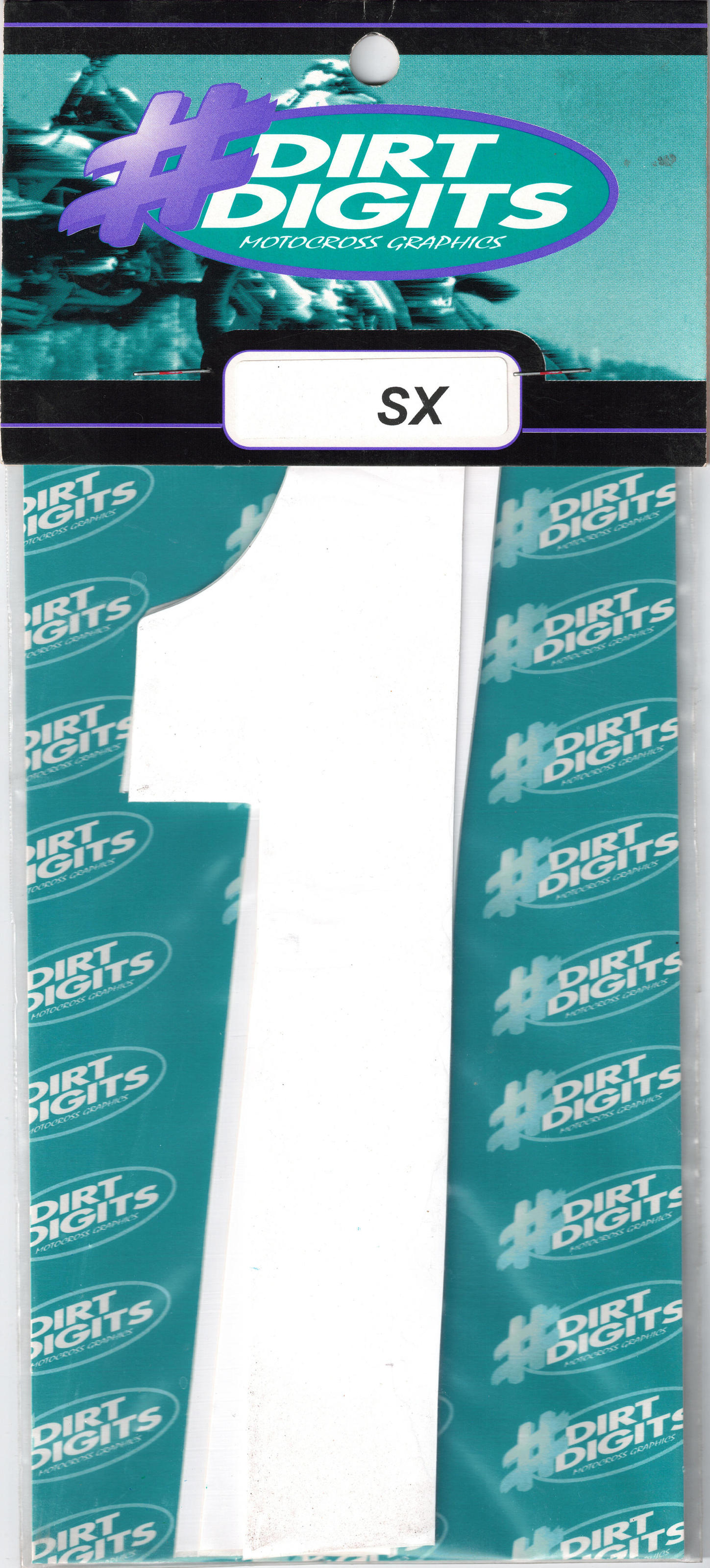 #1 6" Tall White "SX" Stick-On Race Numbers - 3 Pack - Click Image to Close