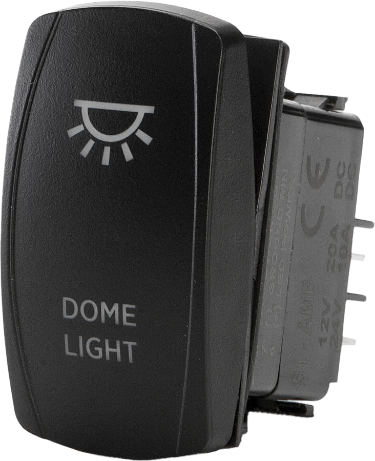 "Dome Light" Illuminated Rocker Switch - Amber Lighted SPST Rocker - Click Image to Close