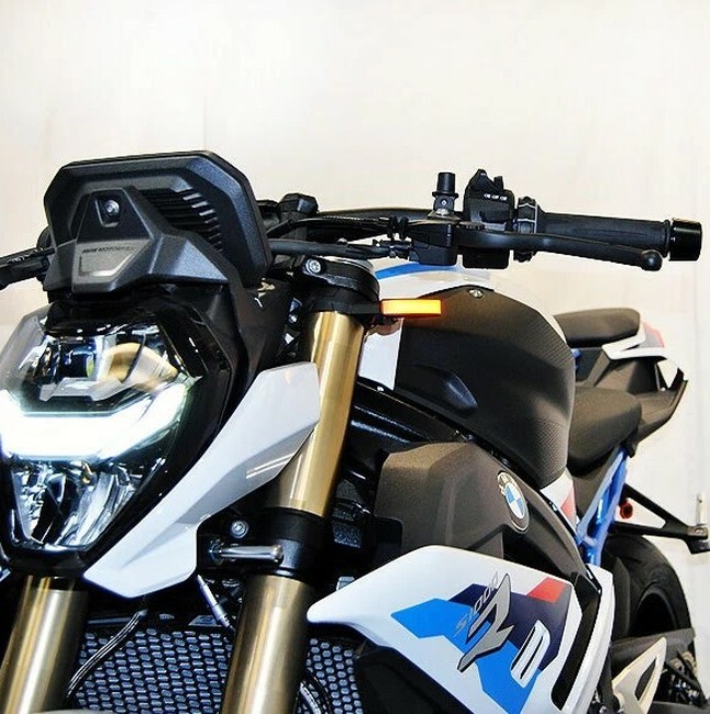 New Rage Cycles Front LED Turn Signals Black Fits 21-24 BMW S1000R - Click Image to Close