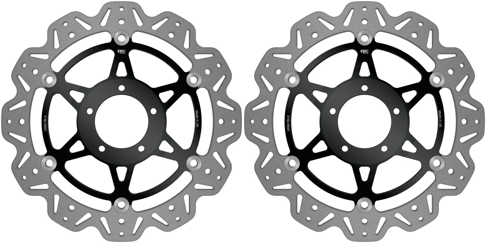 Front VEE Brake Rotors - Black - VEE Style Brake Rotor - Black Center Front Set - Click Image to Close