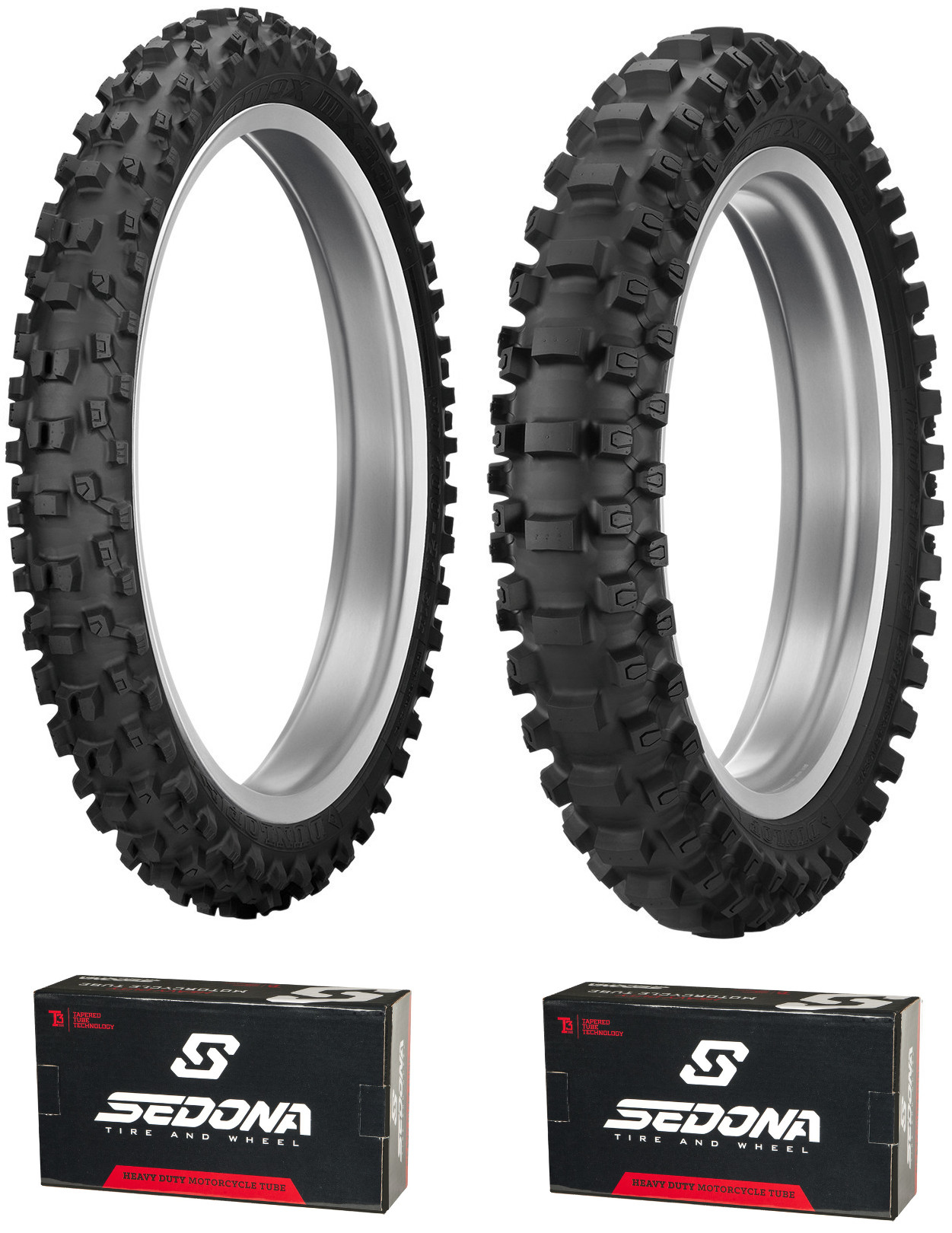 MX33 80/100-21 & 100/100-18 Tire Kit - w/ HD Sedona Tubes - Click Image to Close