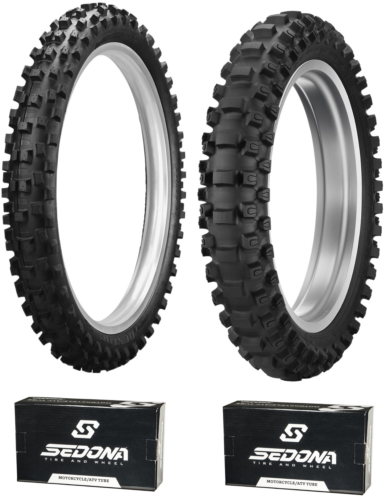 MX3S 80/100-21 & MX33 100/90-19 Tire Kit - w/ Sedona Tubes - Click Image to Close