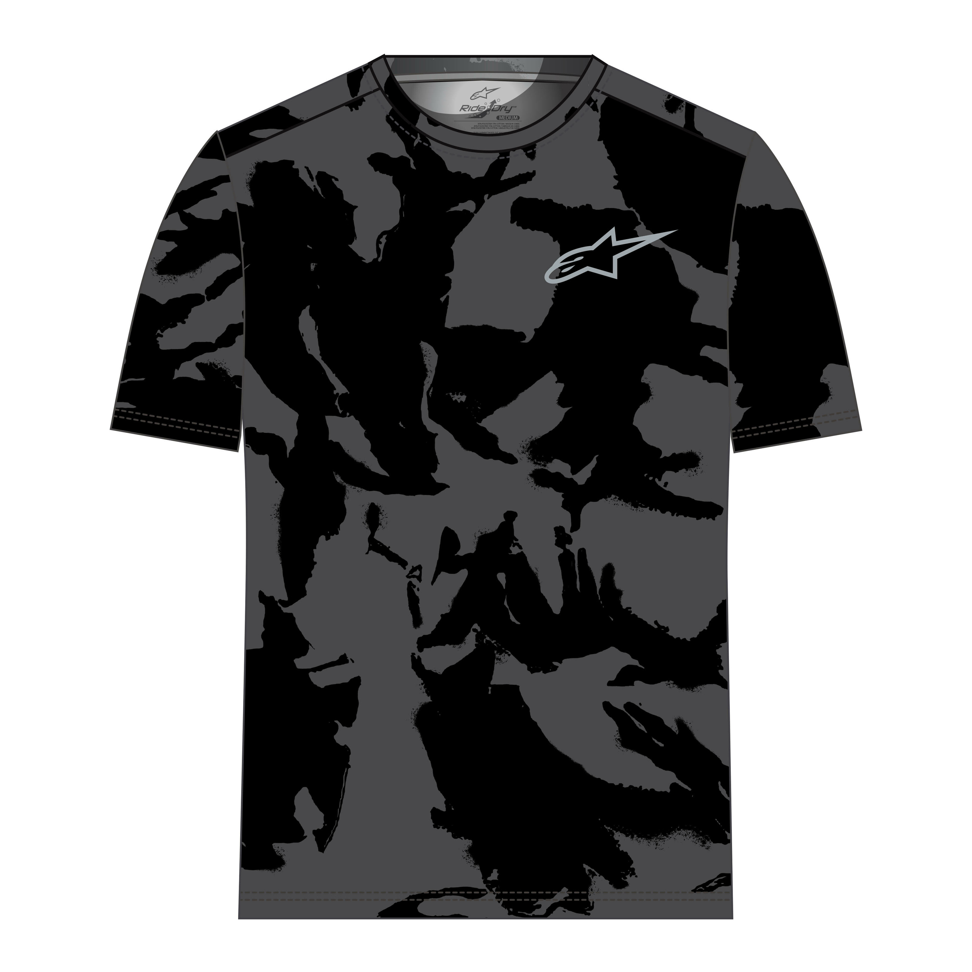 Alpinestars Camo Performance SS Tee Black/Camo For 2024 - Medium wicking tee in Black/Camo - Click Image to Close