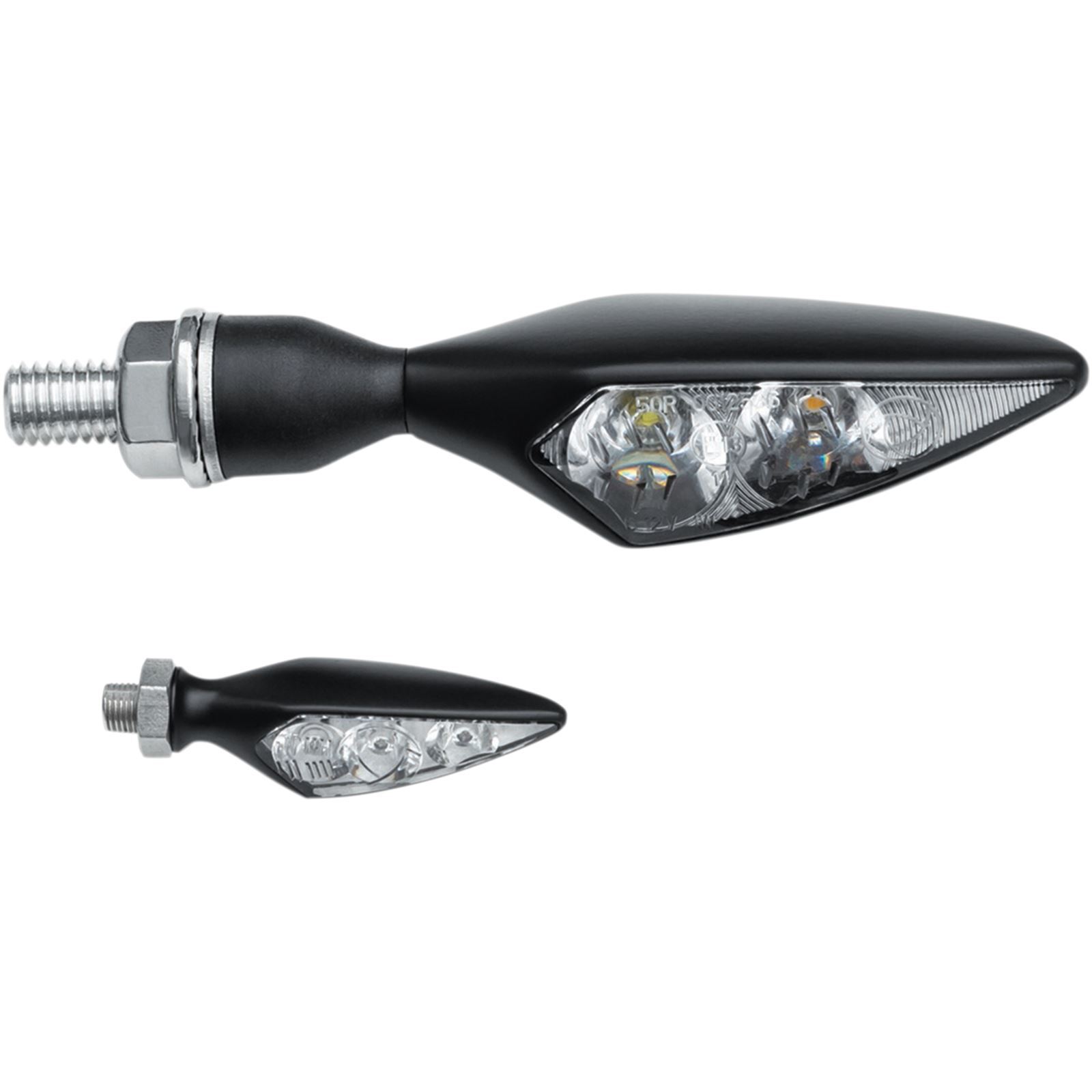 Kuryakyn Rhombus S Front Left LED Turn Signal Clear Lens Satin Black - Click Image to Close